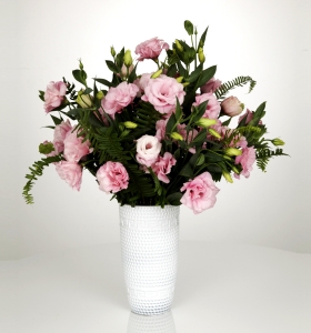 Beyaz Camda Pembe Lissianthus  