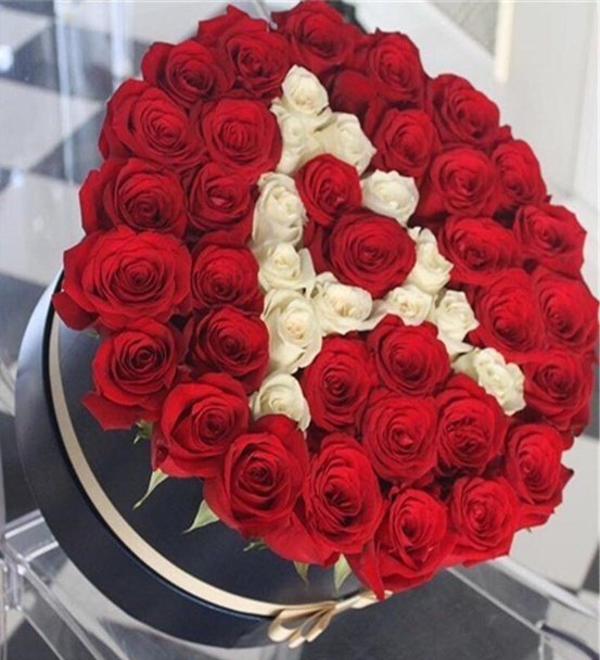 Sevgilimin Baş Harfi Kırmızı Beyaz Güller
